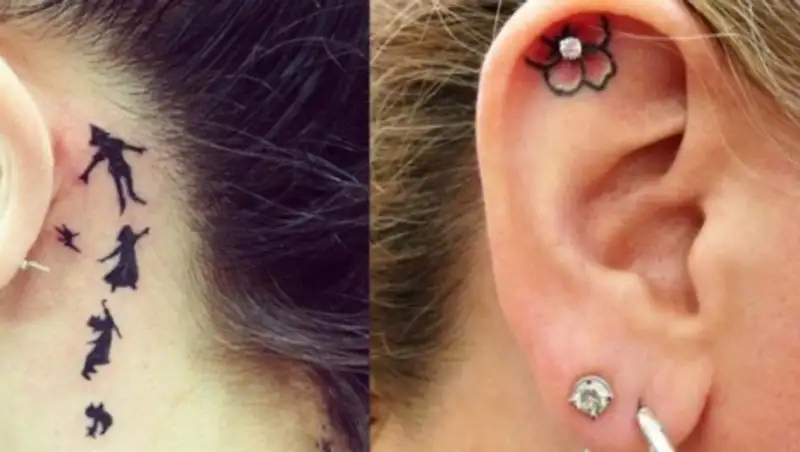 Новый тренд: 16 креативных татуировок в укромных местах — на ушах