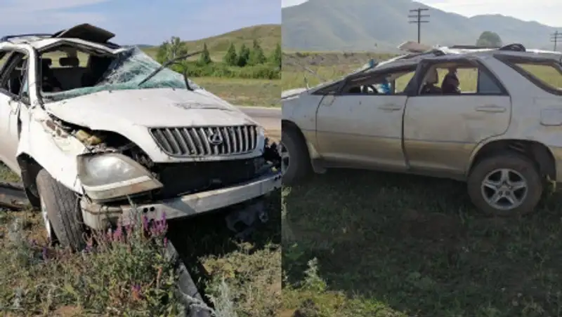 Водитель опрокинула Lexus RX 300 на трассе в ВКО