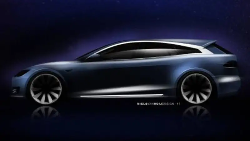 Дизайн универсала Tesla Model S Shooting Brake показали на скетчах