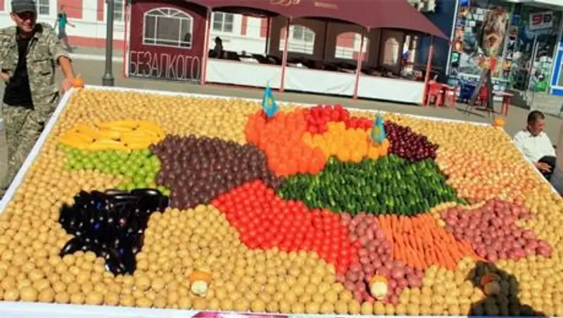 В Костанае из овощей собрали четырехтонный «Байтерек»