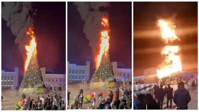 Пожар в Таразе, елка, новый год, фото - Новости Zakon.kz от 01.01.2022 01:27