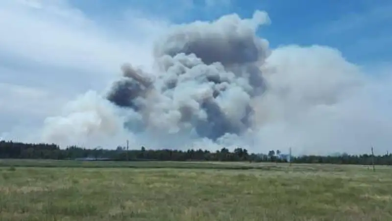 Лесной пожар чрезвычайного класса тушат в Костанайской области