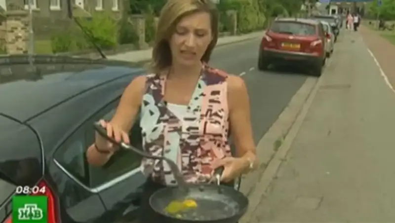 Британцы в аномальную жару учатся готовить яичницу на багажниках машин