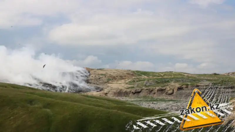 Гарь, дым, вороны. Фото горящего около Алматы полигона