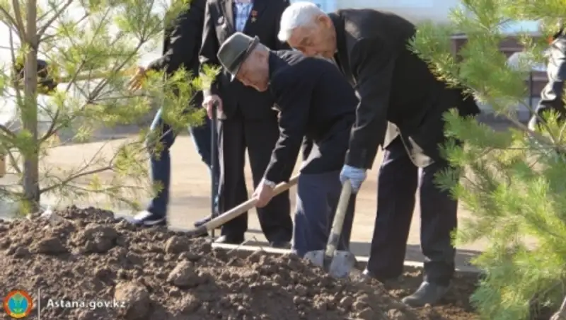 Ветераны и молодежь Астаны посадили около 200 деревьев