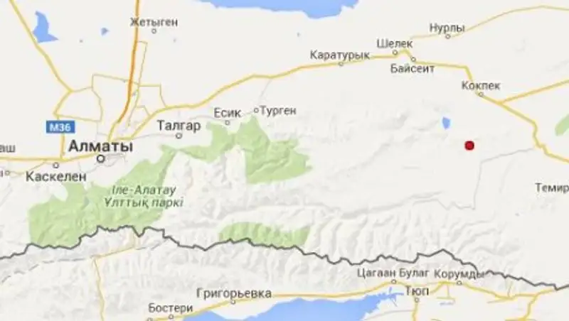 В 138 км на восток от Алматы произошло землетрясение