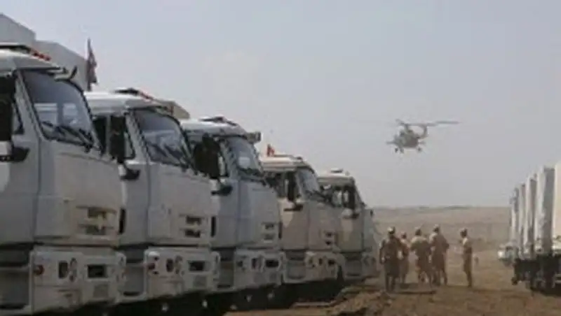 Украинские пограничники прибыли для осмотра гуманитарного конвоя