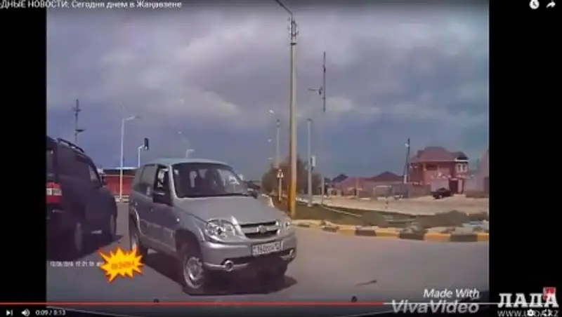 В Жанаозене попавший на видеорегистратор нарушитель ПДД привлечен к ответственности