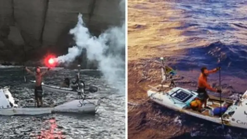 Южноафриканец первым в мире пересек Атлантику на доске с веслом