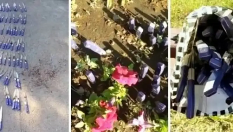 Воткнутые в землю на детской площадке 72 ножа обнаружили в Караганде