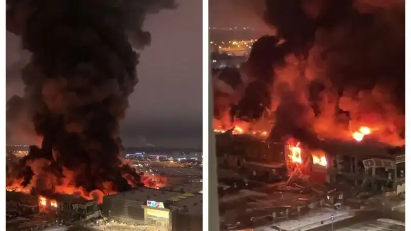 В Подмосковье горит крупный гипермаркет