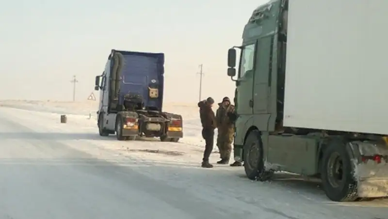 Полицейские спасли водителя заглохшего на трассе грузовика в СКО