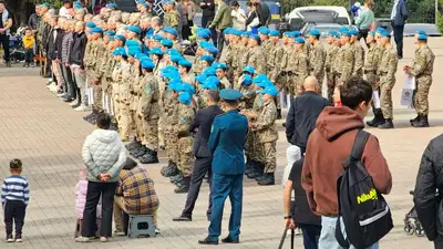 торжественная церемония проводов призывников, фото - Новости Zakon.kz от 05.04.2023 20:57