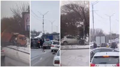В Алматы произошло несколько аварий из-за гололеда