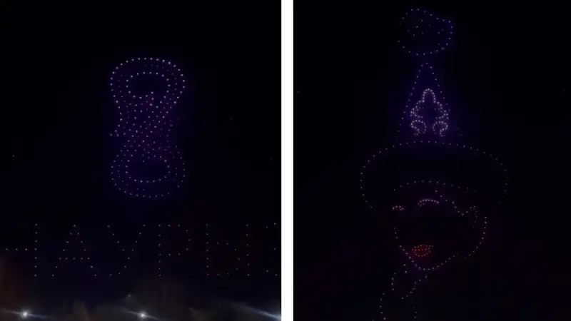 В честь 8 марта в небе над Алматы запустили дрон-шоу