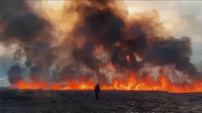 пожар в Атырауской области, фото - Новости Zakon.kz от 10.03.2024 12:10