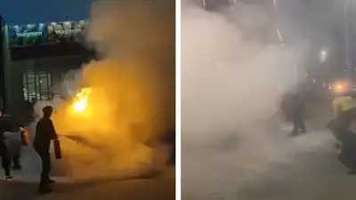 загорелась машина, фото - Новости Zakon.kz от 11.03.2024 19:35