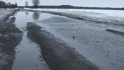 Трассу затопило в Павлодарской области , фото - Новости Zakon.kz от 21.03.2024 20:21