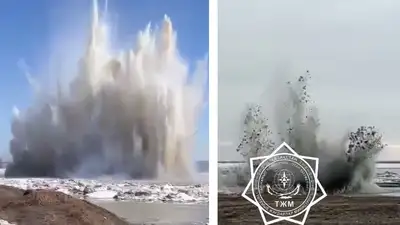 взрывные работы на реках, фото - Новости Zakon.kz от 31.03.2024 21:01