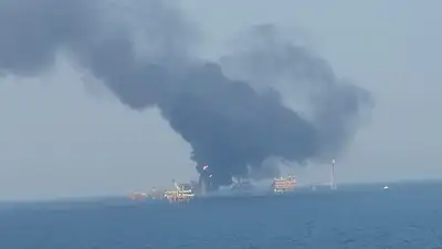 пожар на нефтегазовой платформе, фото - Новости Zakon.kz от 07.04.2024 09:57