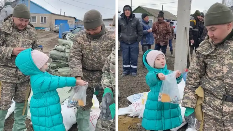 Угощающая спасателей девочка восхитила казахстанцев