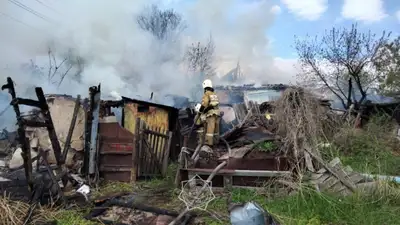 Хозпостройка сгорела в Карагандинской области, фото - Новости Zakon.kz от 11.05.2024 12:20