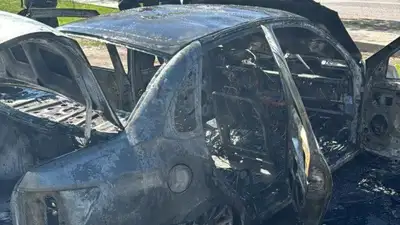 сгоревшее авто, фото - Новости Zakon.kz от 12.05.2024 15:50