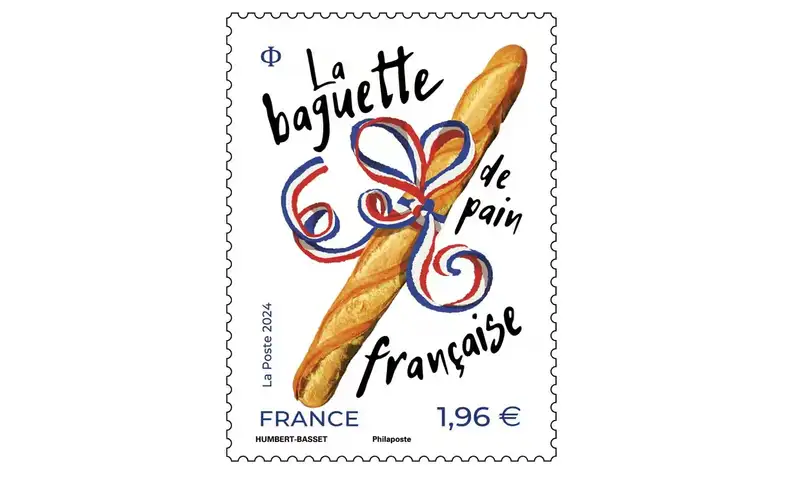 праздничная французская почтовая марка на тему багета, фото - Новости Zakon.kz от 18.05.2024 17:47