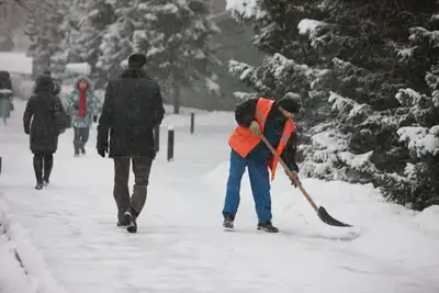 Коммунальные службы, коммунальная служба, уборка снега, снегоуборка, рабочие, фото - Новости Zakon.kz от 08.11.2024 13:17