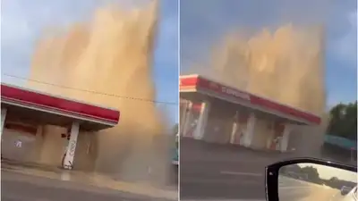 Алматы, прорыв трубы, АЗС, фото - Новости Zakon.kz от 17.06.2024 12:13