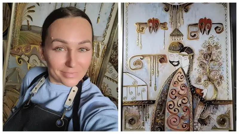 Золотые казахские мотивы:  костанайка создает необычные картины для дома