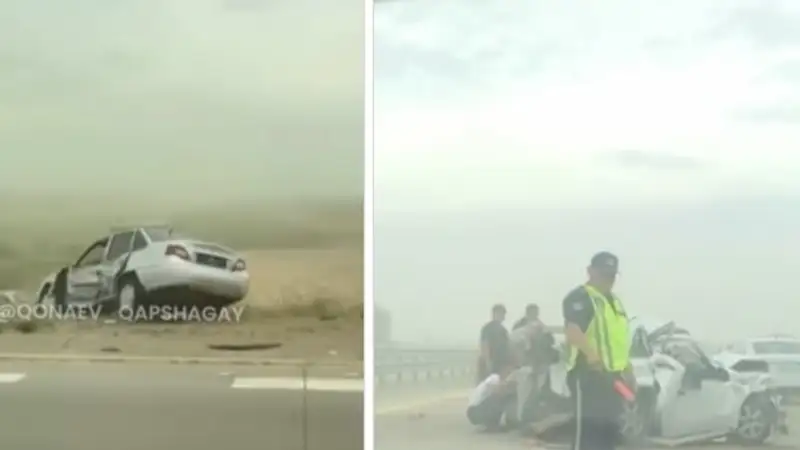 Водитель пострадал в массовой аварии на трассе Алматы – Усть-Каменогорск