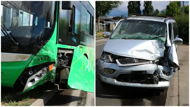 Очередное ДТП с автобусом произошло в Алматы: есть пострадавшие