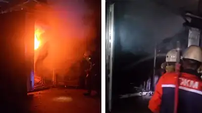 пожар на рынке в Таразе, фото - Новости Zakon.kz от 25.07.2024 01:30