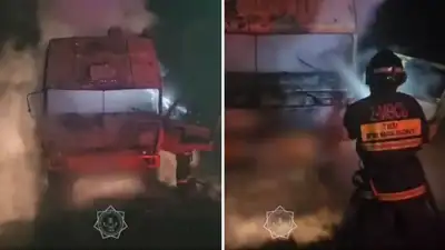 КАМАЗ загорелся на трассе в ВКО, фото - Новости Zakon.kz от 30.09.2024 20:29