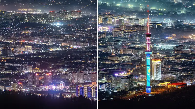 Вид ночного Алматы с высоты трех тысяч метров покорил казахстанцев