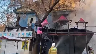 Шымкент, горел парк аттракционов и ресторан, фото - Новости Zakon.kz от 23.01.2025 10:04