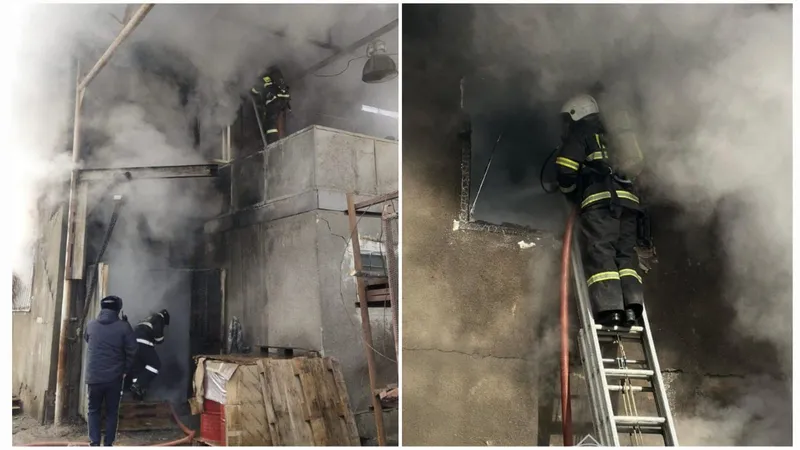 В Алматы загорелось крупное здание с цехом