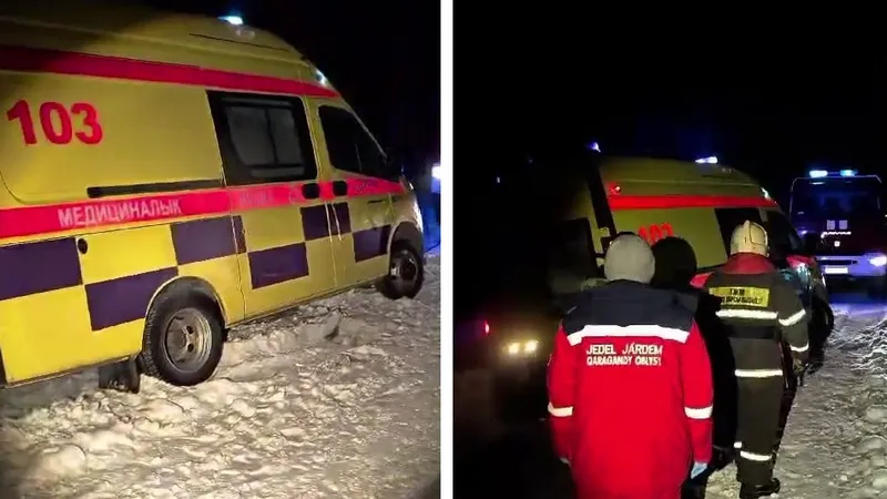 Автомобиль скорой помощи застрял в снежном заторе в Караганде