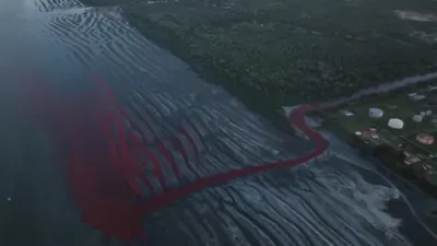 ручей окрасился в кроваво-красный цвет, фото - Новости Zakon.kz от 10.02.2025 19:59