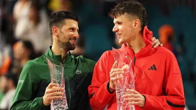 19-летний Меншик обыграл 37-летнего Джоковича в финале "Мастерса" в Майами , фото - Новости Zakon.kz от 31.03.2025 09:19