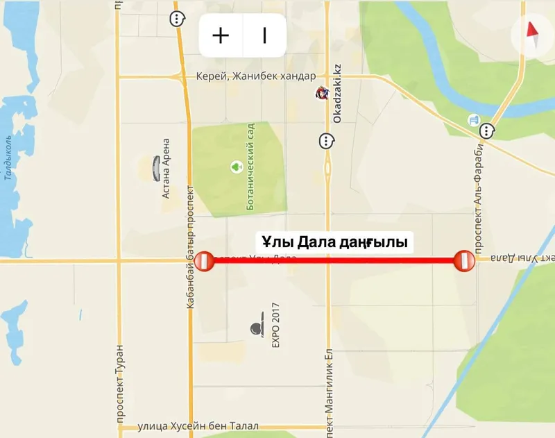 Карта перекрытия проспекта Улы Дала в Астане, фото - Новости Zakon.kz от 25.04.2025 16:27