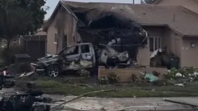 самолет упал на территорию военного городка в США, фото - Новости Zakon.kz от 23.05.2025 01:02