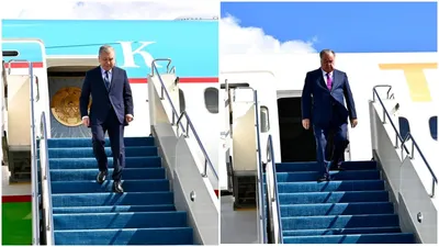 Мирзиёев и Рахмон прибыли в Астану на саммит "Центральная Азия – Италия", фото - Новости Zakon.kz от 30.05.2025 16:05