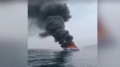 пожар, катамаран , фото - Новости Zakon.kz от 29.06.2025 13:07