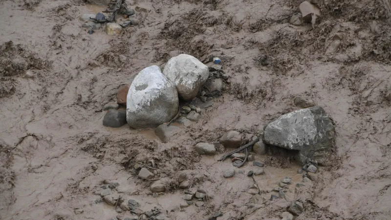 В Алматы вязкая грязь сковала женщину с детьми прямо на улице
