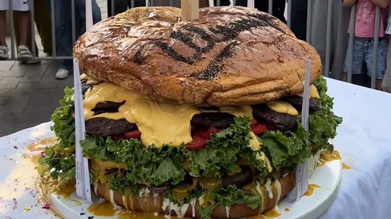 Самый большой в истории страны: в Шымкенте приготовили гигантский бургер весом 67 кг