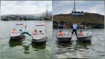 спасатель на шпагате между лодками, фото - Новости Zakon.kz от 23.07.2025 10:03