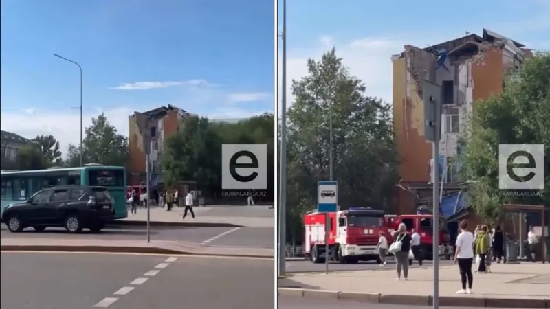 Стена четырехэтажного здания обрушилась в Караганде