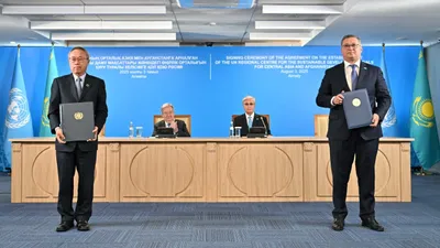 Токаев и Гутерриш посетили региональный центр ООН в Алматы, фото - Новости Zakon.kz от 03.08.2025 14:02